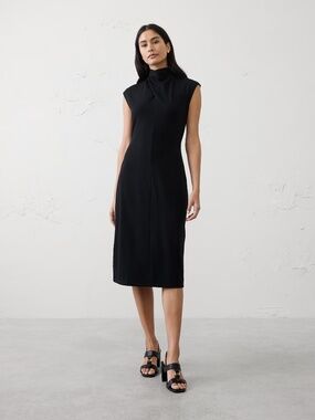 NWT Banana Republic Mock Neck Midi Dress  // BLACK